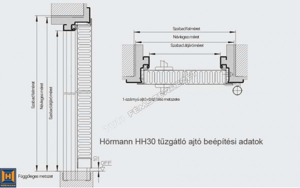 1000 x 2125mm Hörmann 30 perces tűzgátló ajtó - fehér