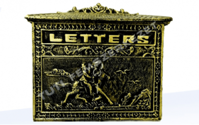 Öntöttvas postaláda antik sárga színben